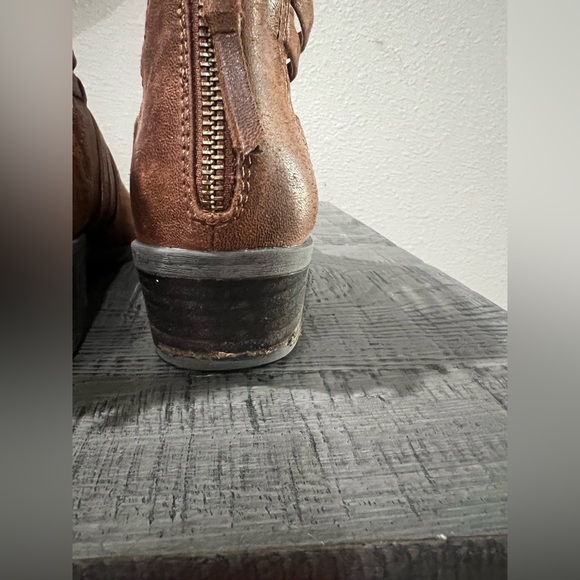 BareTrap Goldie Decorative Interlace Brown Leather Ankle Booties Women’s 7 M - Picture 6 of 10